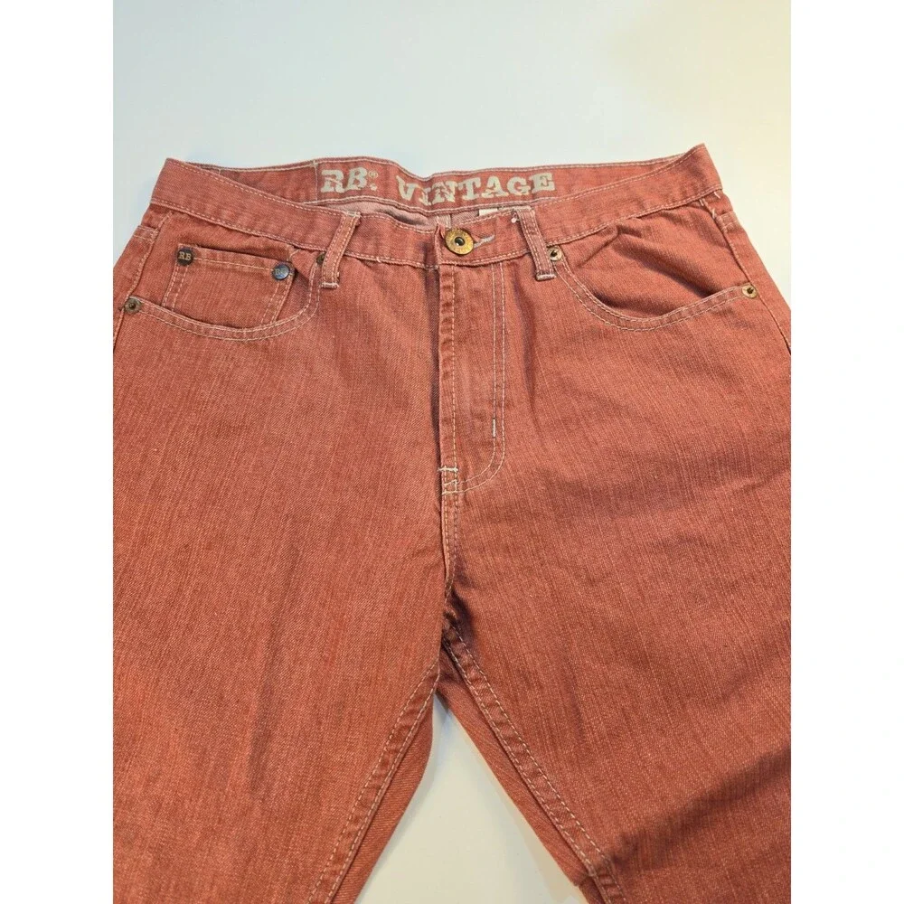 Vintage Royal Blue Jeans Mens 36x34 Red Straight Fit Denim Hiphop 90s Y2K